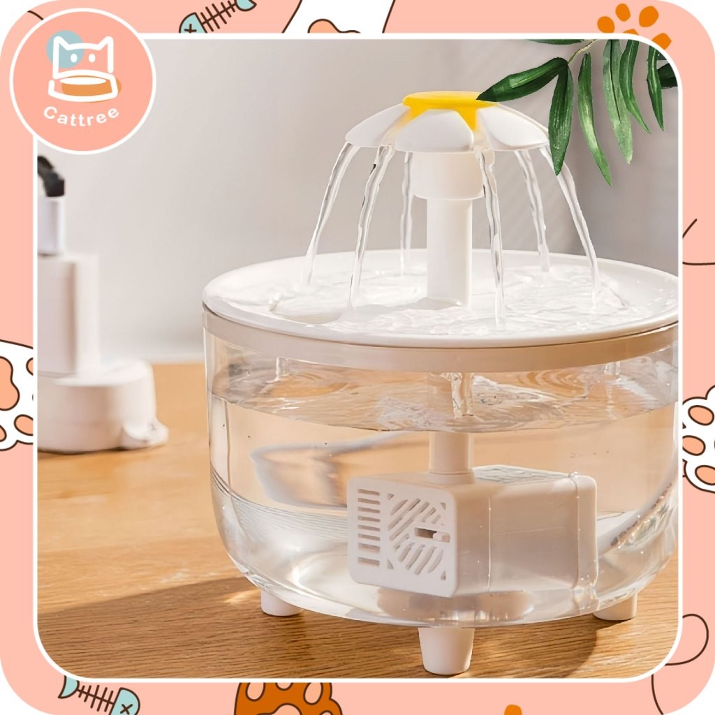 น้ำพุดอกเดซี่ 1000mL น้ำพุแมว ขนาด 5x15x16cm ที่ให้น้ำ น้ำพุสัตว์เลี้ยง เครื่องให้อาหาร