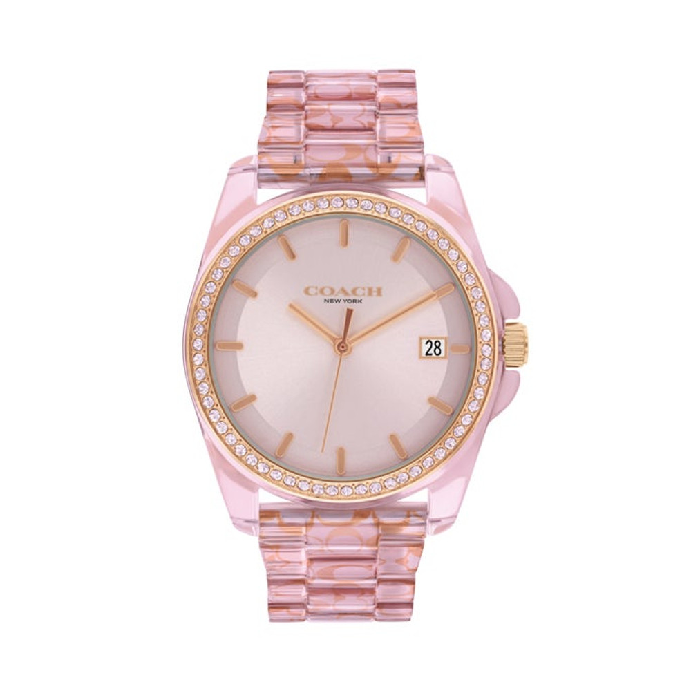 Coach CO14504272 Greyson Rose Gold Women Resin Bracelet Analog Watch 36 mm. นาฬิกาผู้หญิง นาฬิกาข้อม
