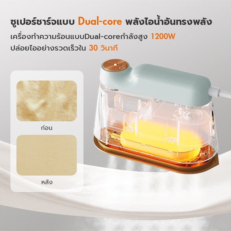 Gaabor พกพาสะดวก ไร้ริ้วรอย เตารีดไอน้ำพกพา เครื่องรีดไอน้ำแบบพกพา HM-M01A