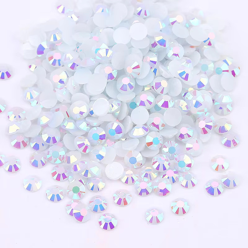 เรซิ่น Rhinestones สีขาว AB 10000pcs Flatback รอบกาว Non Hot-fix สําหรับหัตถกรรมเสื้อผ้าอุปกรณ์