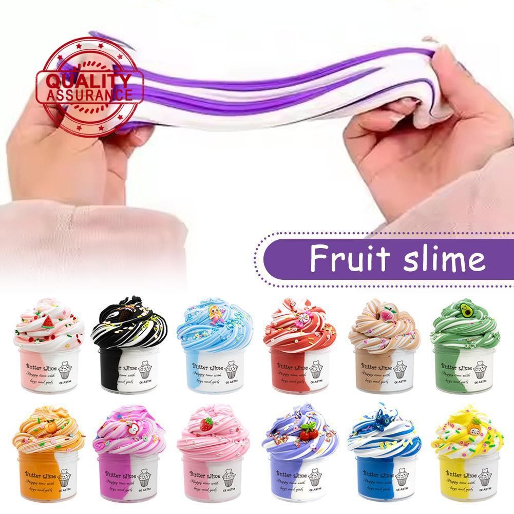 70ml เค้กผลไม้ Slime Clay DIY ผ้าฝ้ายนุ่ม Slime Kit Cloud สําหรับเด็ก Slime Kit Fluffy Floam เด็ก H2H0
