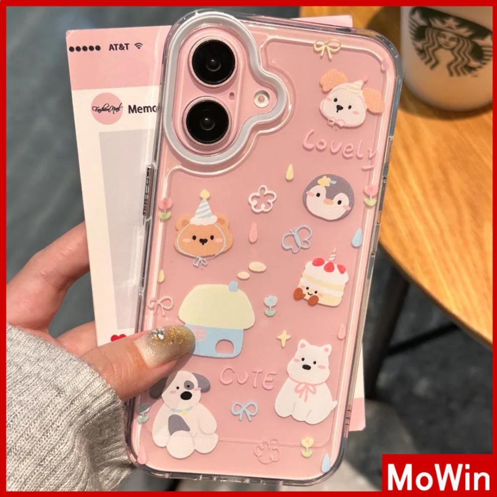Mowin - เคสใสสำหรับ iPhone 16 Pro Max เคส TPU แบบนิ่มเคลือบไฟฟ้า ปุ่มกันกระแทก ป้องกันกล้อง สัตว์น้อยน่ารัก เข้ากันได้กับ iPhone 14 13 12 11 XS XR 7Plus 8Plus