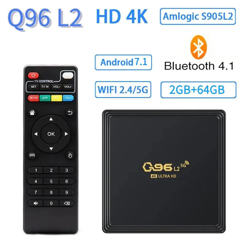 Q96 L2 กล่องทีวี BT 4.1 Android TV กล่อง Amlogic S905L2 Quad Core HD 4K 3D 4G 5G Dual WiFi Smart Med