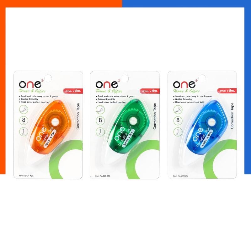 เทปลบคำผิด ONE คละสี CR-K25 ขนาด 5มม.x8ม. ลิขวิด ลบคำผิด ยี่ห้อวัน ลิขิตเทป เทปลบ วัน ใช้ดี US.Station