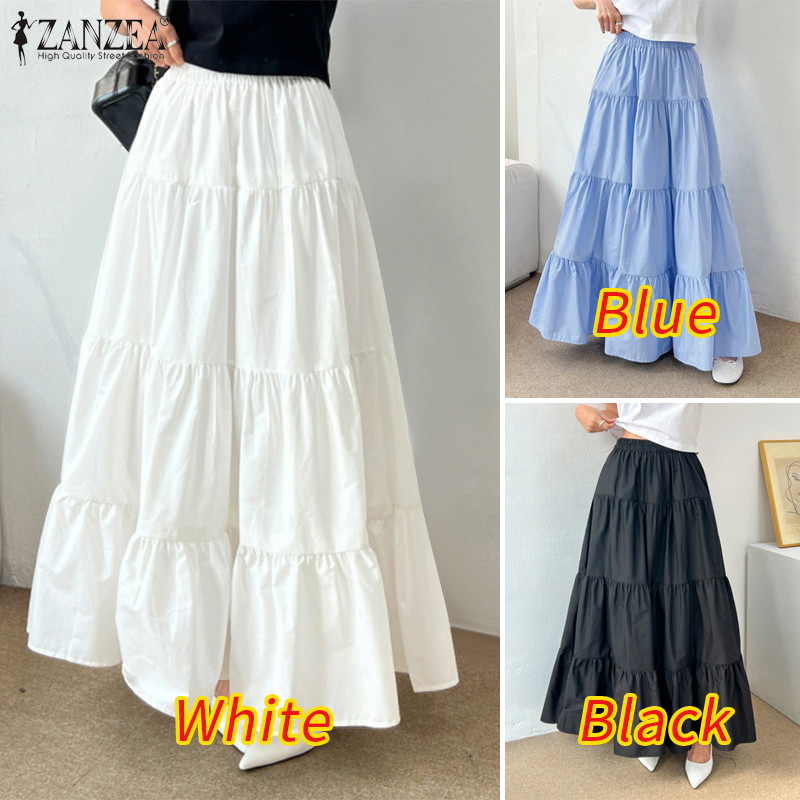 Zanzea กระโปรงแม็กซี่ยาวแฟชั่นเกาหลีสีทึบสําหรับผู้หญิง — صورة 3