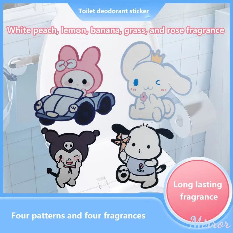 สติกเกอร์ดับกลิ่นห้องน้ำ Sanrio ลายการ์ตูน กลิ่นกุหลาบ มะนาว มะลิ ดับกลิ่น ตกแต่งห้องน้ำ อุปกรณ์ห้องน้ำ M