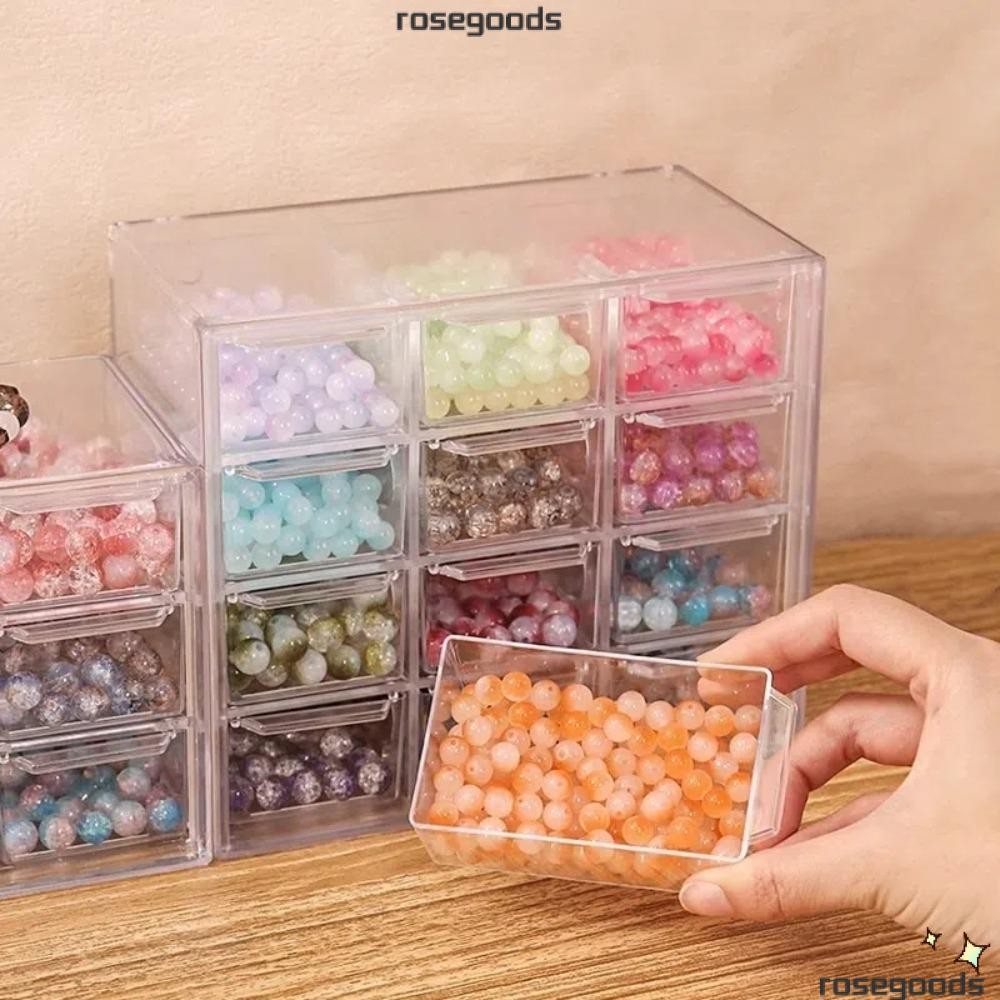 Rose ลิ้นชักเก็บของ, DIY Handmade โปร่งใสลูกปัดกล่องเก็บ,เดสก์ท็อปคุณภาพขนาดใหญ่ความจุฝุ่นกล่องเครื่องประดับ Home