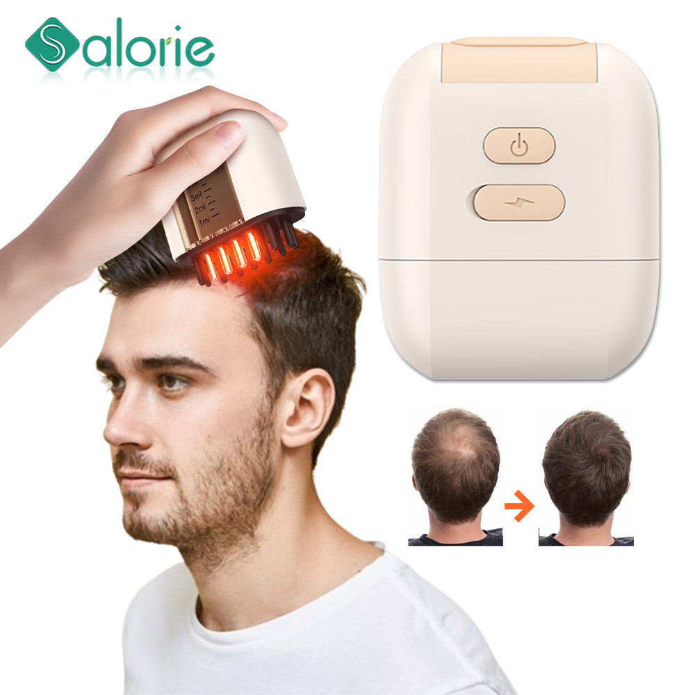 Salorie 2 in 1 เครื่องนวดหนังศีรษะไฟฟ้าและน้ํามันผม Applicator พร้อม Red Light Therapy แปรงนวดศีรษะ, Scalp Applicator สะดวก Soft Scalp Head แปรงของเหลว