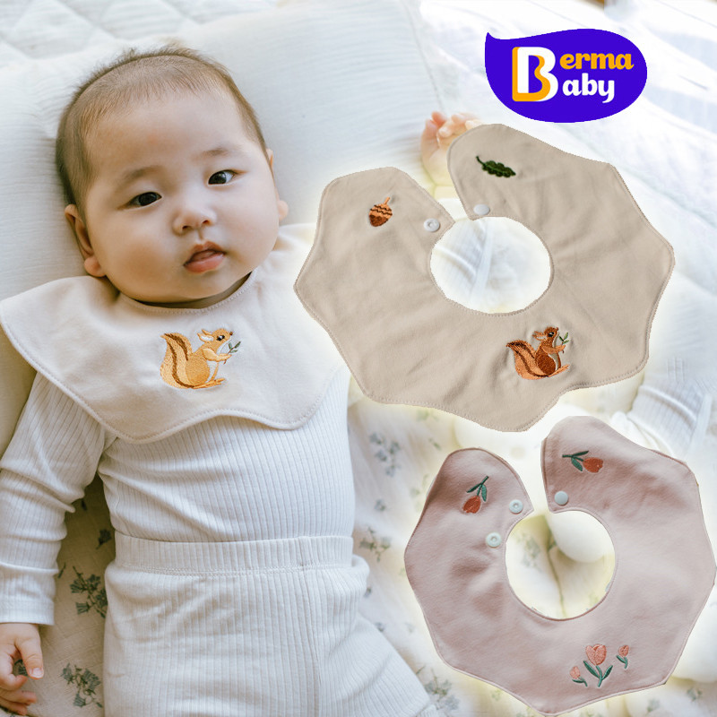 Berma Baby ผ้ากันเปื้อนน้ําลาย ผ้าซับน้ำลายเด็ก มีกระดุมติด สําหรับป้อนอาหารเด็ก
