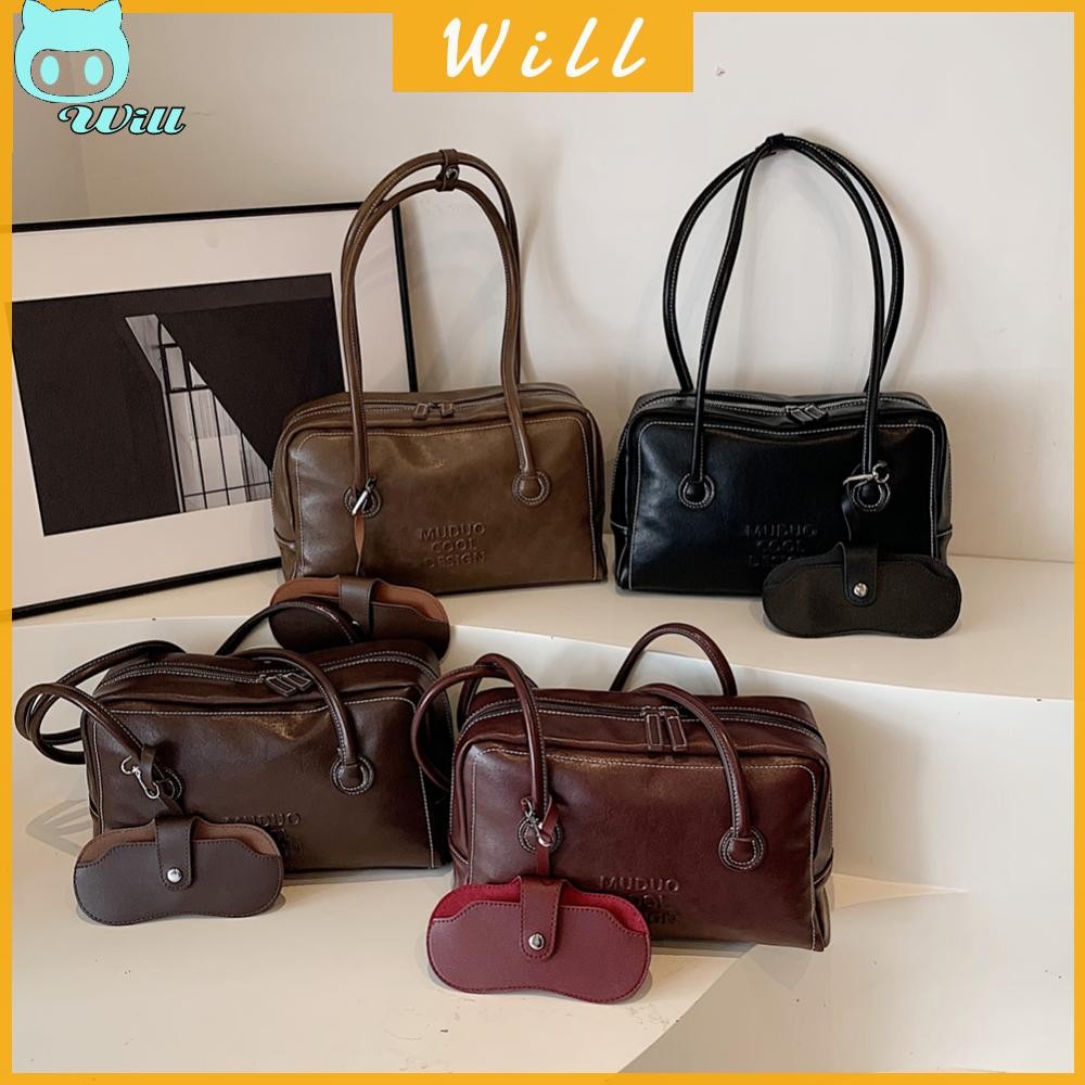 ไหล่สําหรับผู้หญิง w/Double Zip Underarm PU Leather Tote สําหรับกระเป๋าทํางาน