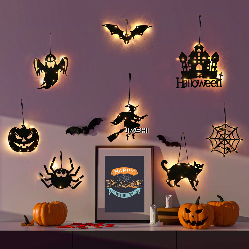 Halloween glowing decoration Halloween pumpkin party props party pendant ornaments spider web