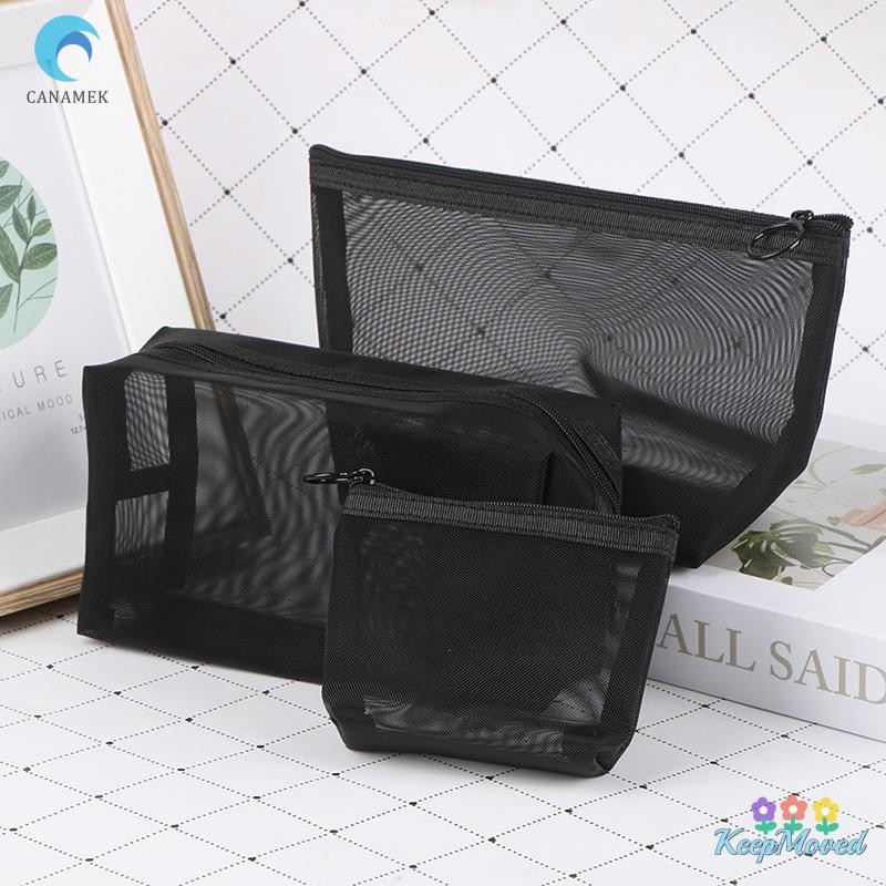 Keepmoving Mesh Makeup Case Organizer Storage Pouch Zipper Toiletry Travel Cosmetic Bag ใหม่