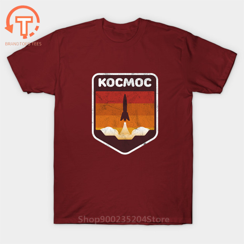 ภาษารัสเซีย Space Rocket Badge T เสื้อแฟชั่นรัสเซีย CCCP Yuri Gagarin Tshirt Hombre ผู้ชาย Space Exp