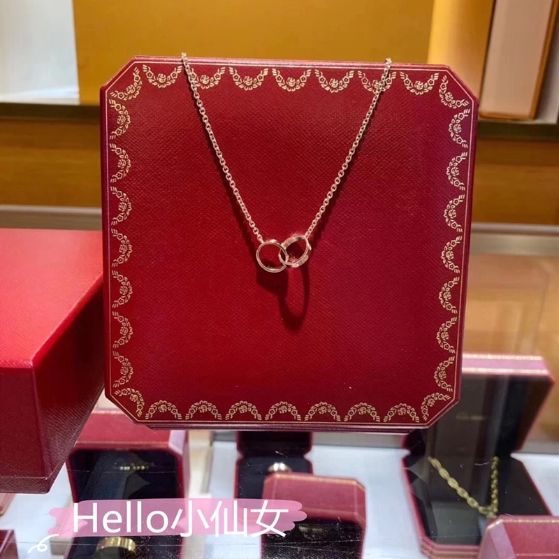 Cartier Cartier Love 18K Gold Classic Ring แหวนคู่ No Diamond Necklace Clavicle Chain