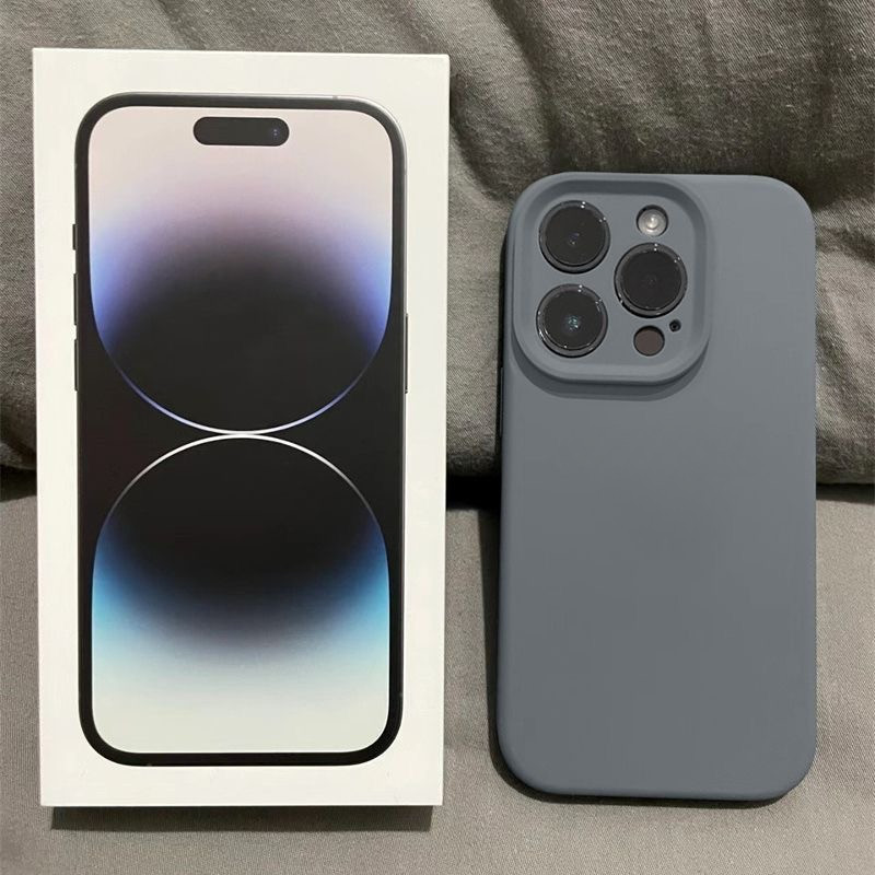 หินสีเทา Dirt ทน Liquid Soft Silicon โทรศัพท ์ สําหรับ iP iPhone 7 8 14 15 Plus X XR XS Max 11 12 13 14 15 Pro Max 14 15 Plus