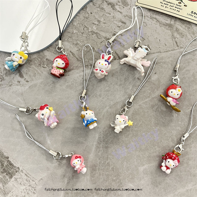Waitky น่ารักมินิรุ่น KT cat hellokitty Melody DIY อุปกรณ์เสริมเปลือกโทรศัพท์มือถือกระเป๋ากล้องจี้ตุ๊กตาสาวของขวัญ