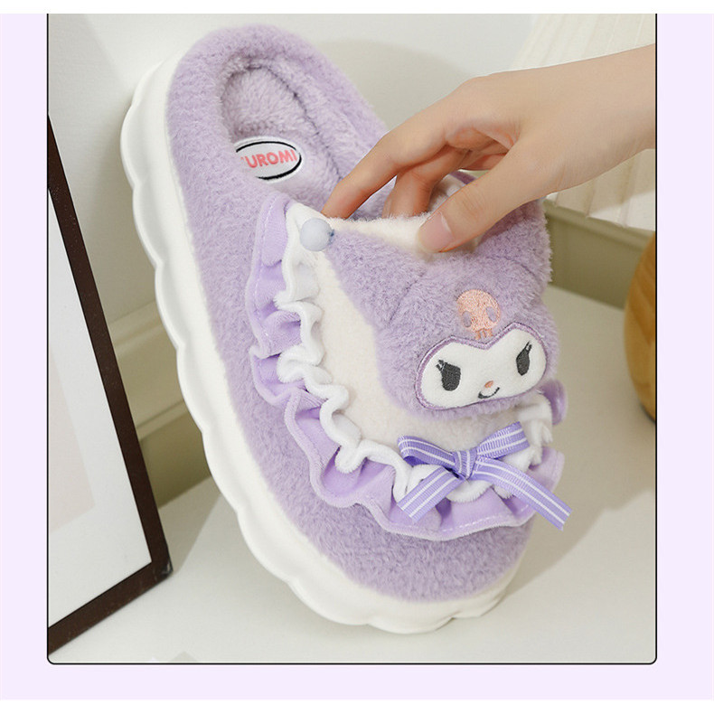 รองเท้าแตะ ผ้าฝ้าย พื้นหนา ลายการ์ตูน Sanrio น่ารัก