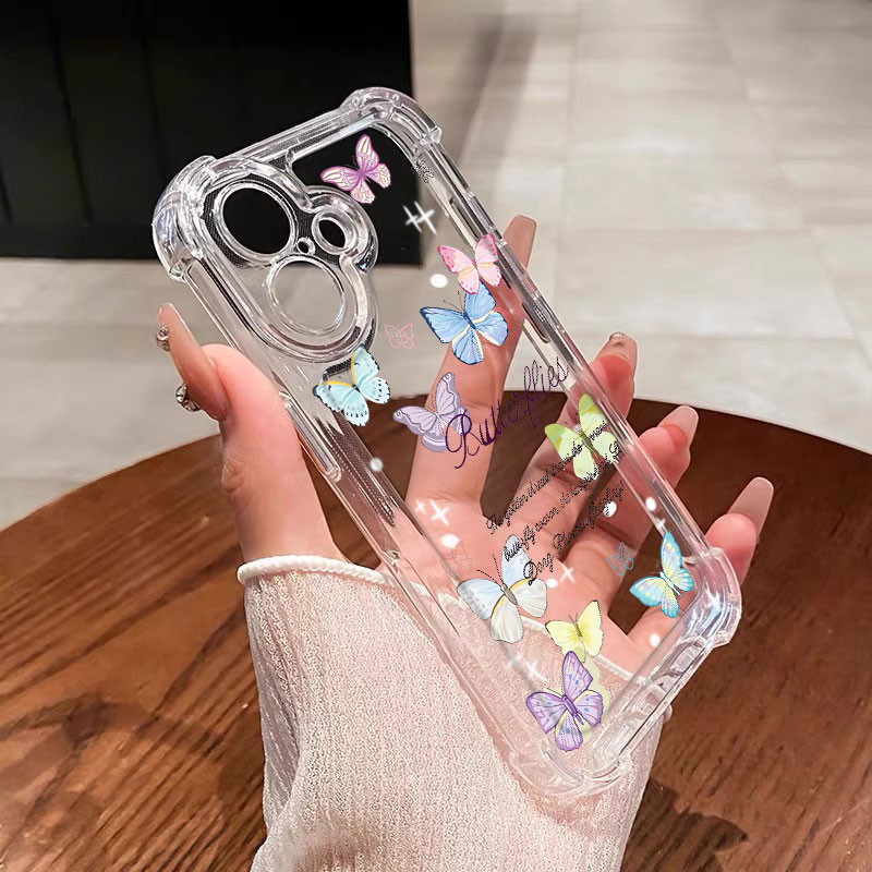 ส่งจากไทย ผีเสื้อพรีเมี่ยม IPhone 16 15 11 13 14 12 Pro Max XR 7 8 6 6s Plus SE2020 Anti Fall Clear Case