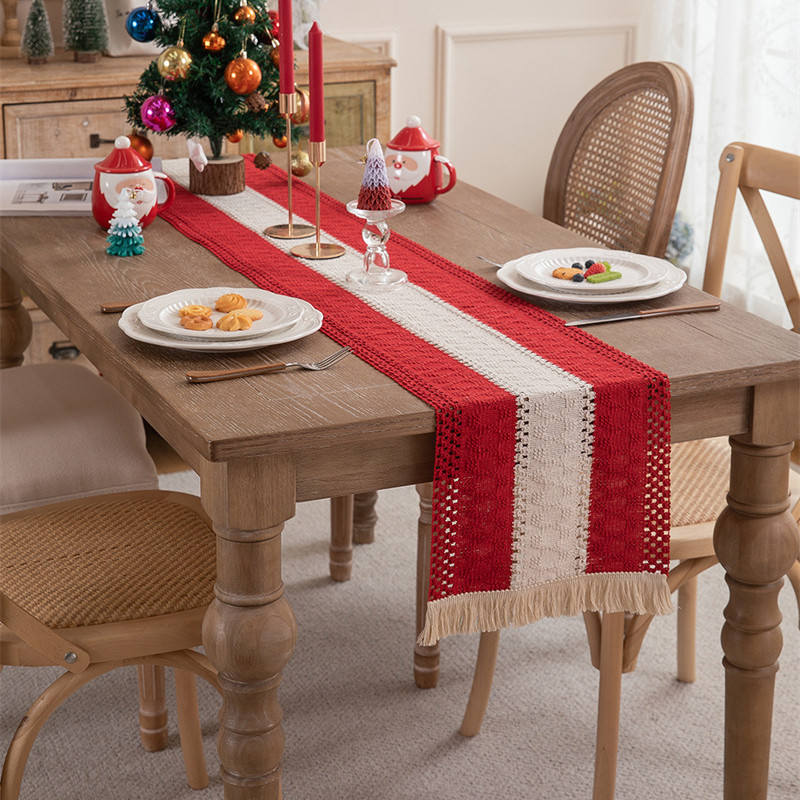 นักวิ่งตารางผ้าฝ้ายและผ้าลินินทอย้อนยุคผ้าปูโต๊ะยาวตู้ทีวีโต๊ะกาแฟปกเหมาะสําหรับตกแต่งบ้านเสื่อโต๊ะรับประทานอาหาร - รูปที่ 3