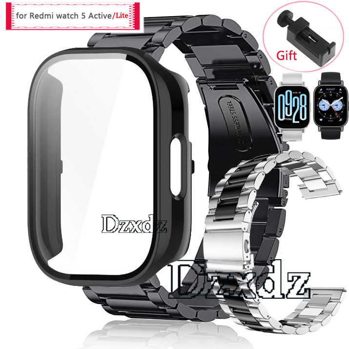 Redmi Watch 5 Lite Active Case Strap สร้อยข้อมือสแตนเลสสําหรับ Redmi Watch 5 Active Smartwatch Case Cover Screen Protector