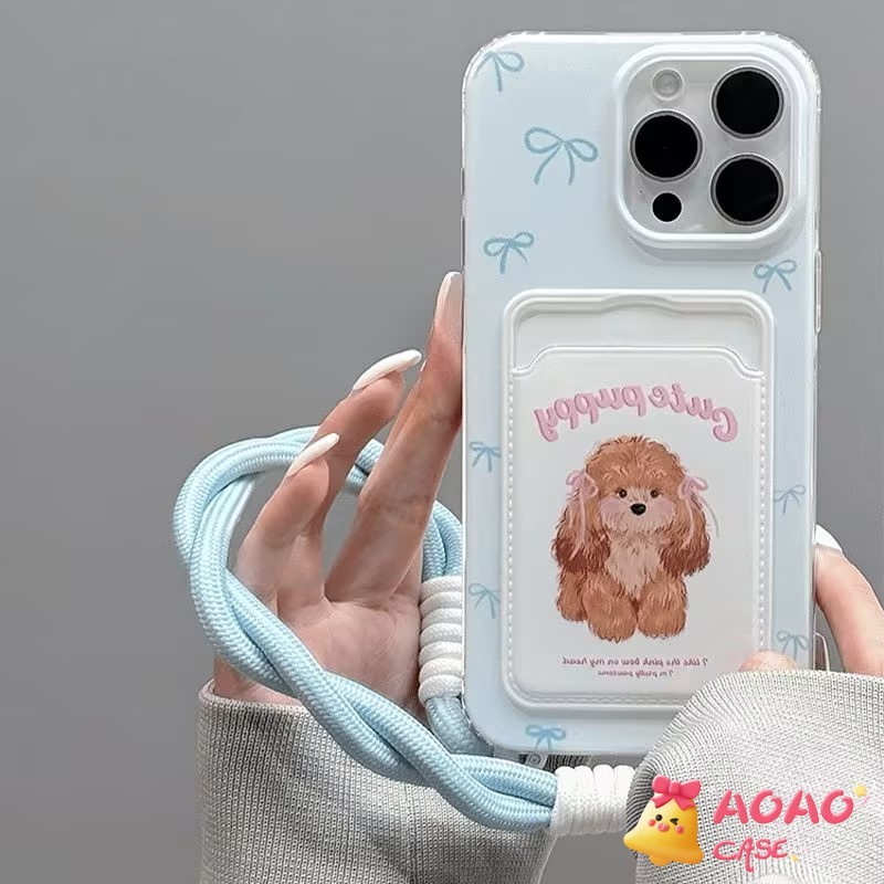 สร้อยข้อมือลูกสุนัขการ์ตูนน่ารักน่ารัก เคสiPhone 16 11 13 15 12 14 Pro Max 7Plus XR X XS Max 16 7 8 14 15 Plus SE 2020