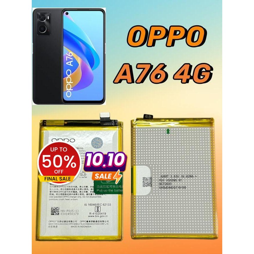แบตoppo A76 แท้ BLP-885 งานแท้ แบตเตอรี่🔋BLP885 OPPO A76/ความจุแบตเตอรี่ 5000mA
