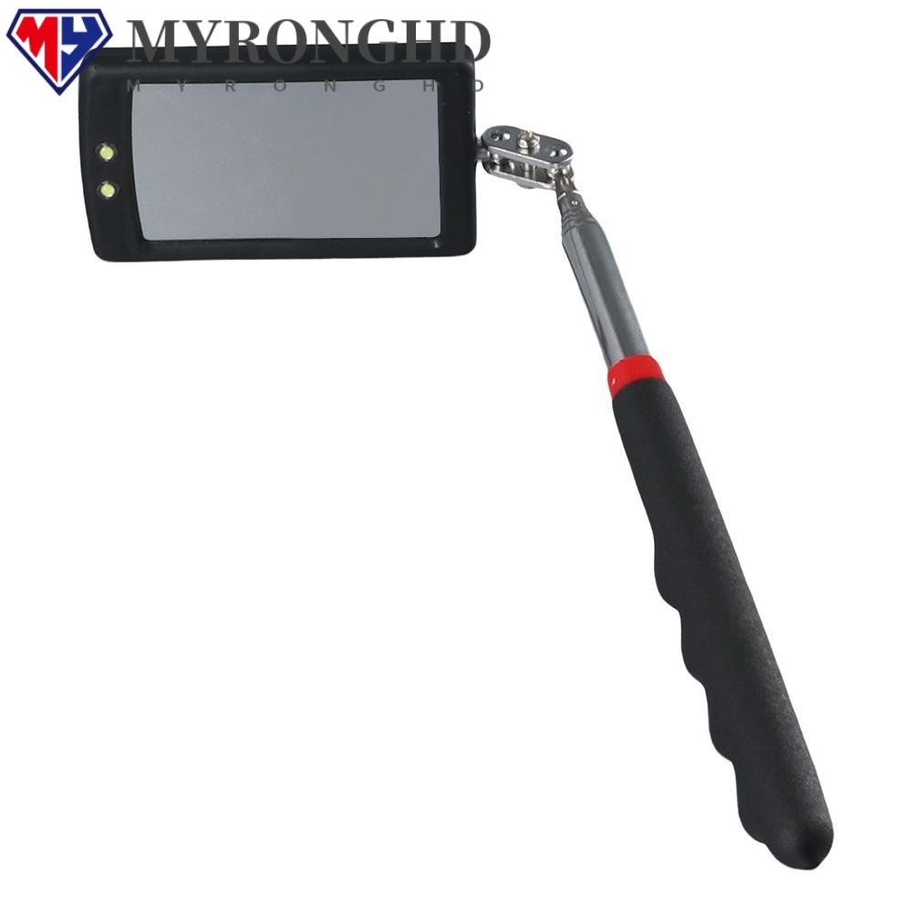 กระจกตรวจสอบกล้องส่องทางไกล ไมรอนก์ 360° การหมุนขยาย 29-73 ซม. Telescoping ไฟ LED, รถสี่เหลี่ยมไฟ LED แบบยืดหดได้ 2 ดวง