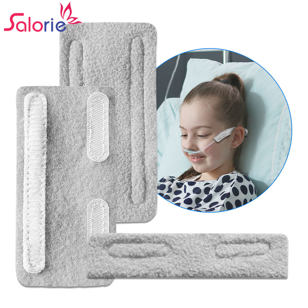 Salorie 10 ชิ้น CPAP Nasal Cannula แผ่นรองหูฟังหลอดออกซิเจนหน้ากาก Pads Anti-indentation Decompression Anti-slip Velcro ฝาครอบป้องกัน