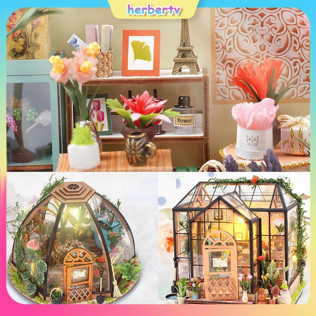 Diy Miniature House Kit พร้อมไฟ LED Creative Dollhouse Model Kit เฟอร์นิเจอร์ 3D Miniature Dollhouse Kit ตกแต่ง SHOPSBC9004