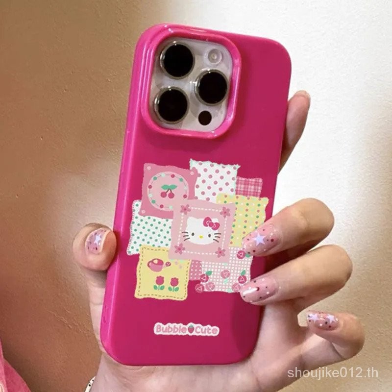 แมวคิตตี้ลายดอกไม้น่ารักสำหรับ iPhone 11/12/13/14/16เคสโทรศัพท์เจลลี่เงาสไตล์ INS Pro Max-ความแวววาวสะดุดตาและทนต่อแรงกระแทก kqdr