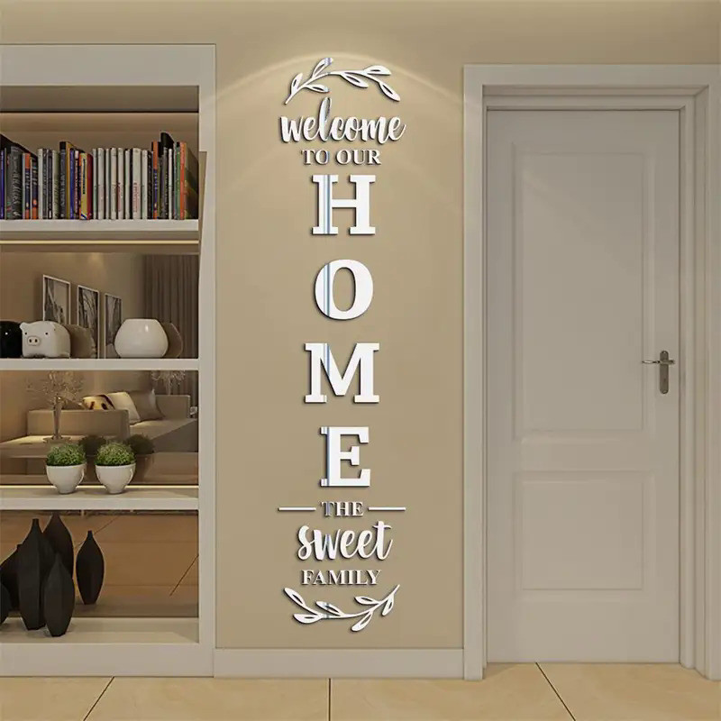 3D Mirror Wall Stickers English Letters Home Family Acrylic Mirror Wall Decals DIY Removable Mirror 
