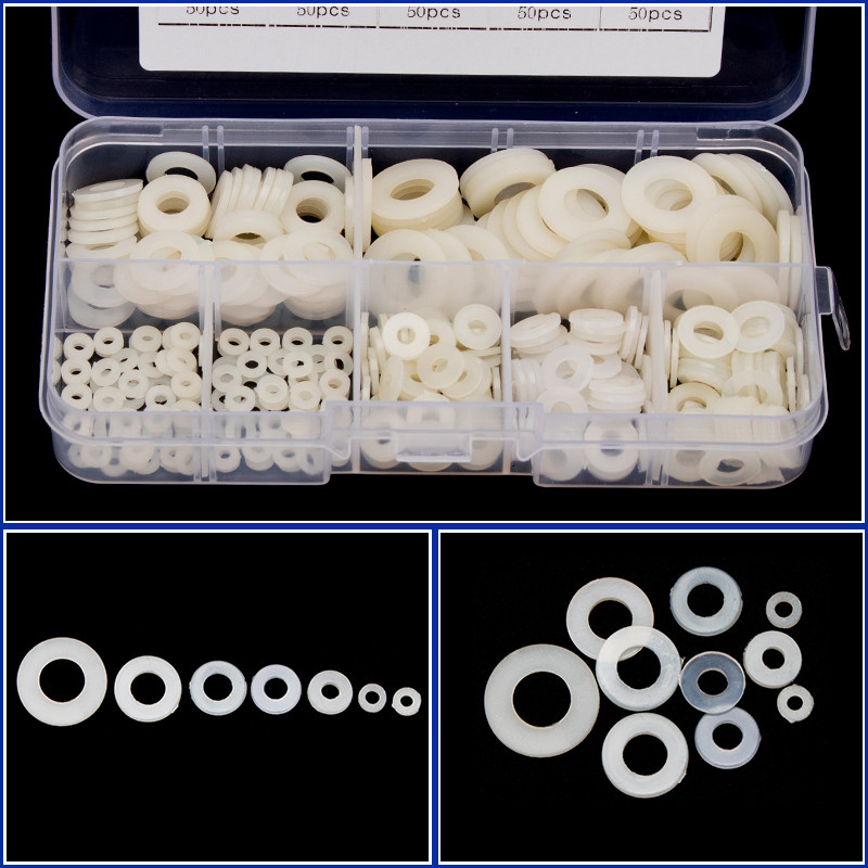 350 ชิ้น/364pcs เครื่องซักผ้าไนลอนปะเก็นแบน M2 M2.5 M3 M4 M5 M6 M8 พลาสติกปิดผนึก O-rings Assortment
