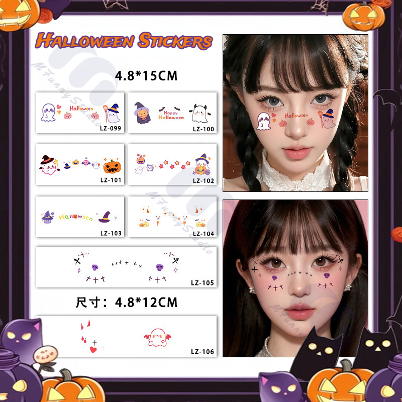 【MF Magic Tattoo】สติ๊กเกอร์รอยสักชั่วคราวฮาโลวีนรูปแบบการ์ตูนกันน้ํา