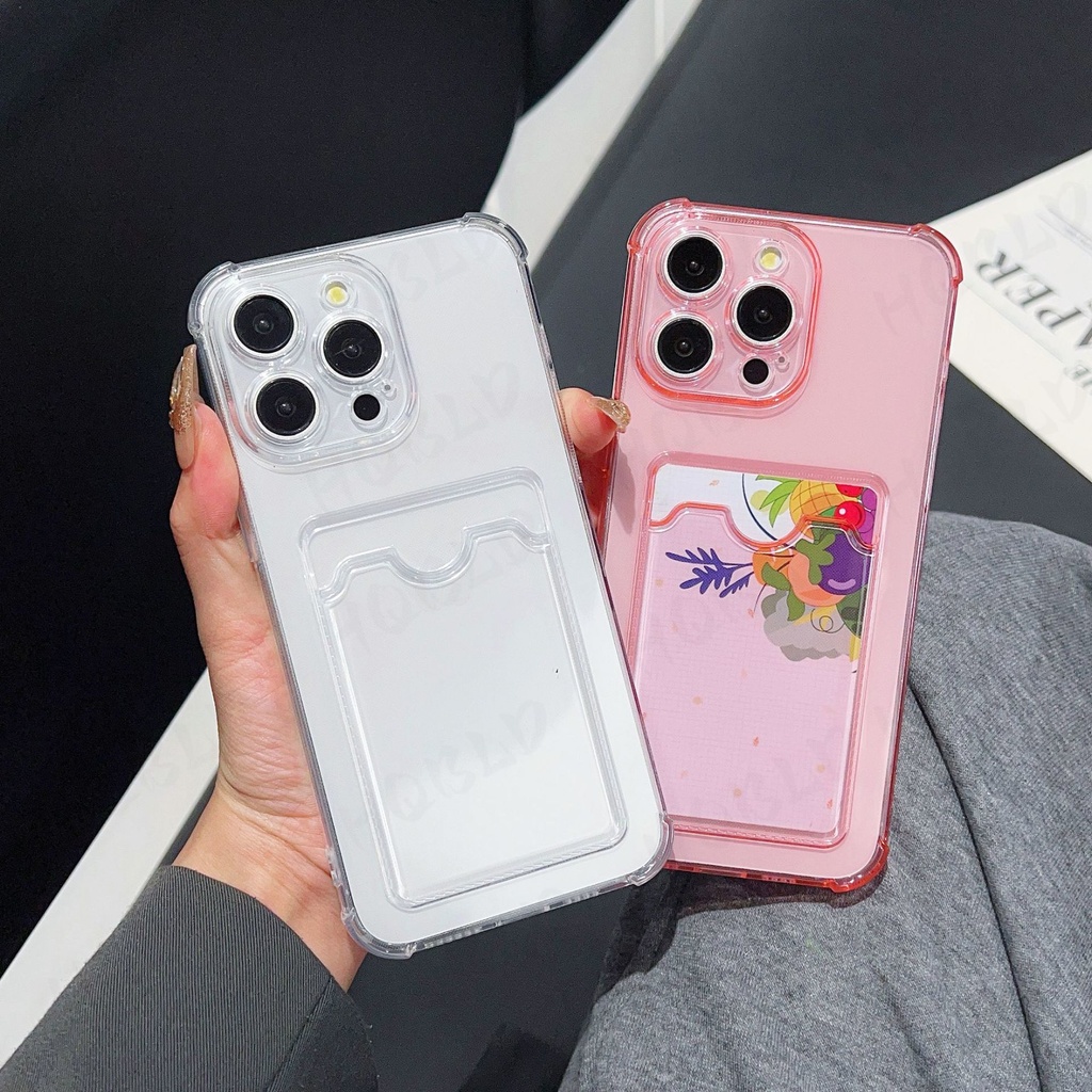 สีทึบโปร่งใสเคสโทรศัพท์สําหรับ OPPO F25 Pro Reno 6 7 8 11F 12F 5G สี่มุม Anti Drop พร้อม Photo Card 