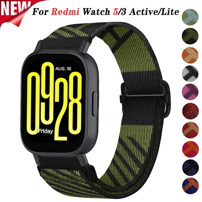 22 มม.สายไนลอนสําหรับ Redmi Watch 5 Active ทอผ้าสร้อยข้อมือ Watchband สําหรับ Xiaomi Redmi Watch 3 Active 3 Lite Band สายรัดข้อมือ