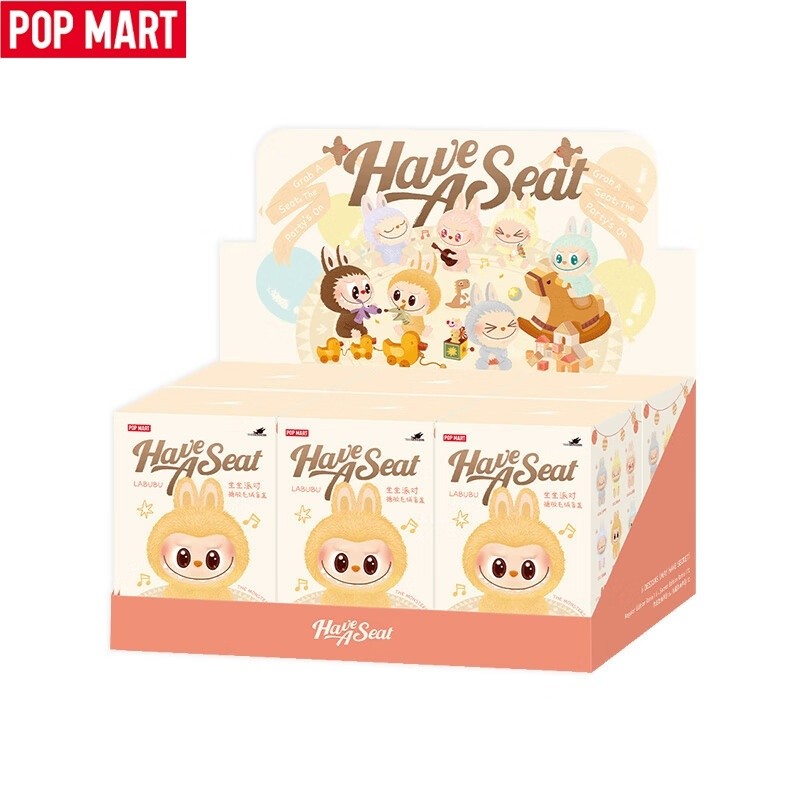 【ของแท้ 100%】POPMART Macaron labubu V2 THE MONSTERS have a seat plush doll secret Sitting Party Keychain ลาบูบู้