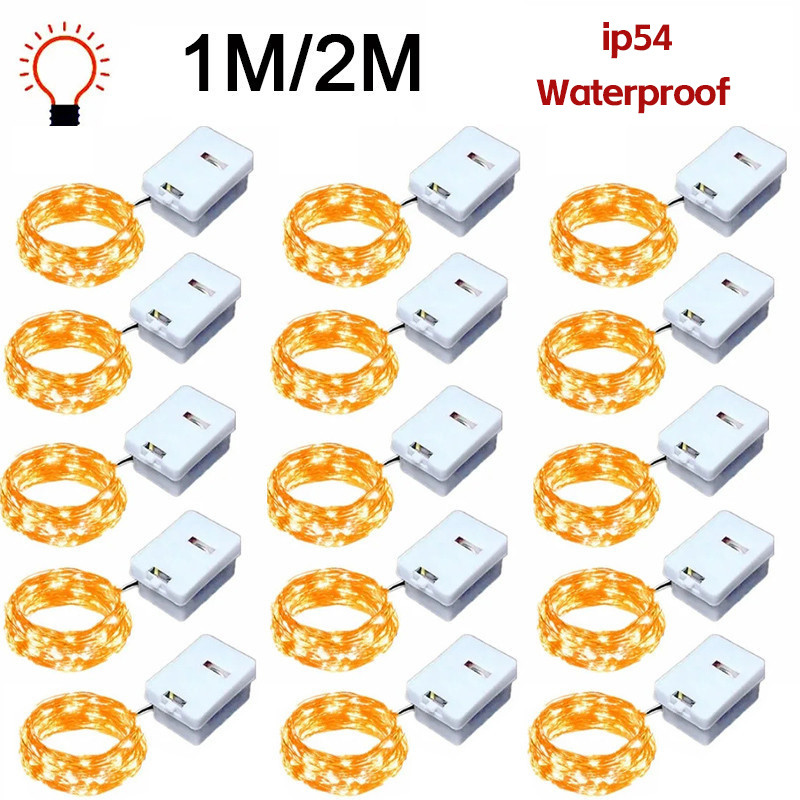 1/3/5 ชิ้น LED สายไฟทองแดง - ไฟนางฟ้ากันน้ํา - สายโคมไฟตกแต่งปาร์ตี้ 1 เมตร 2 เมตร