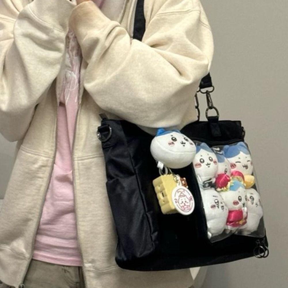 Homehaven กระเป๋าใส Itabag, Clear ความจุขนาดใหญ่ Commute Ita กระเป๋า, แฟชั่นไนลอน Creative DIY ตุ๊กตาไหล่กระเป๋า JK