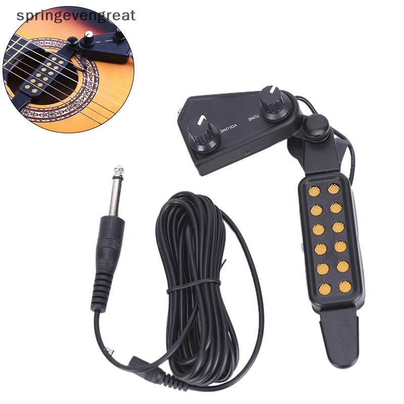 Springevengreat Clip-on Sound Microphone Wire 12 Hole Acoustic Electric Guitar Pick Up Amplifier สปริงเซเว่นเกรท