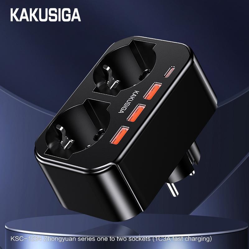 KSC-1234 ZHONGYUAN one to two sockets (1C3A fast charging) (EU)