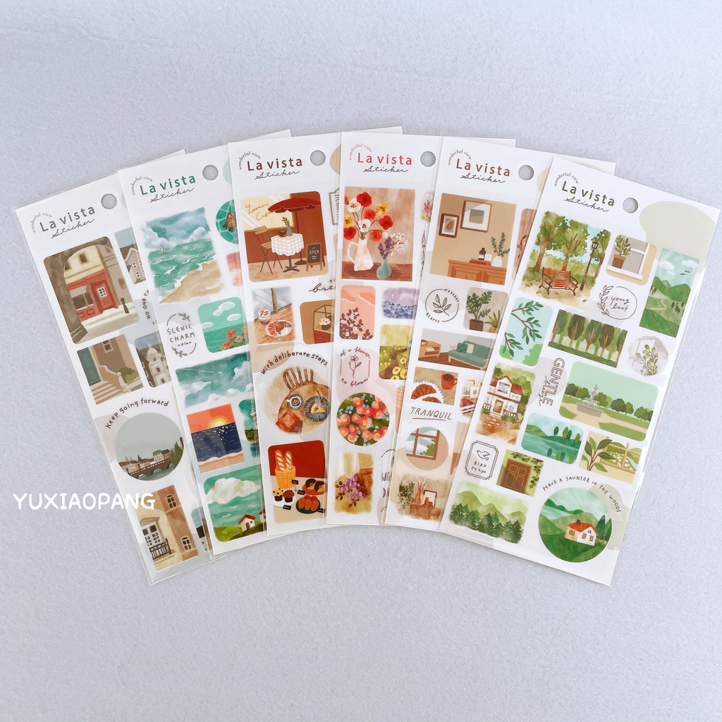 La vista Watercolor Landscape Limited Made in Japan mind wave Limited Edition PET Sticker Handbook Material