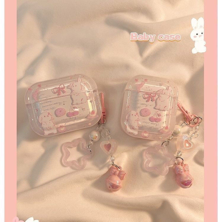 ดอกไม้กระต่าย ins Lenovo LP40 เคสหูฟัง LP40 ไร้สาย Lenovo LP40 บลูทูธพร้อมเคสป้องกันโซ่