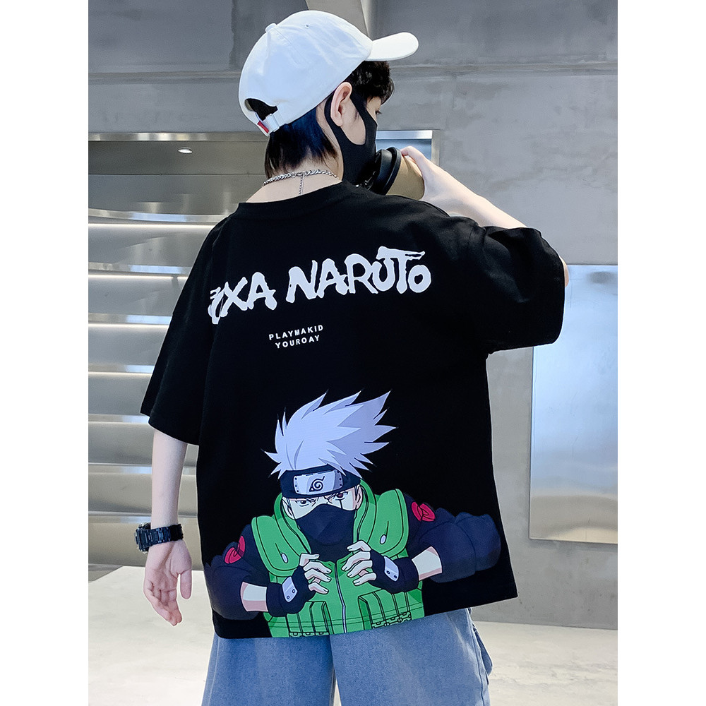 (จัดส่งตลอด 24 ชั่วโมง)นารูโตะคาคาสซี่เสื้อยืดเด็กชายฤดูร้อนเสื้อยืดเด็กผู้ชายรุ่น 2024 ใหม่เสื้อยืดคอกลมคอกลมเด็กผู้ชาย