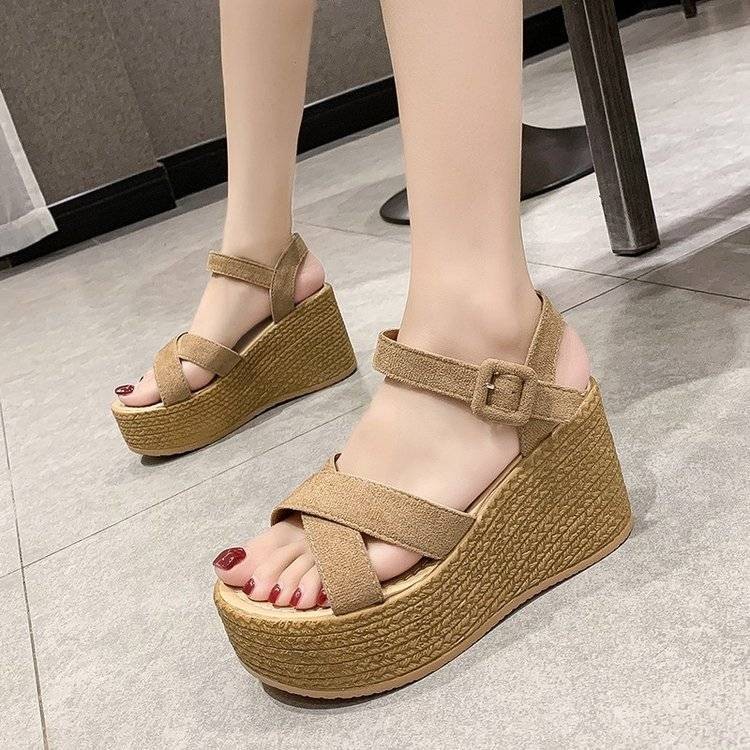 รองเท้าแตะพื้นหนา รองเท้าแตะ Over-Toe Slip-On เวอร์ชั่นเกาหลี