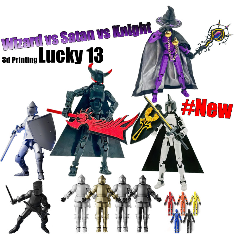 ใหม่ Satan Action Figure Lucky 13 Wizard vs Satan vs Knight Dummy 13 Creative DIY 3d การพิมพ์ของเล่น Action Figure T13 ของเล่นประกอบเด็กของขวัญ