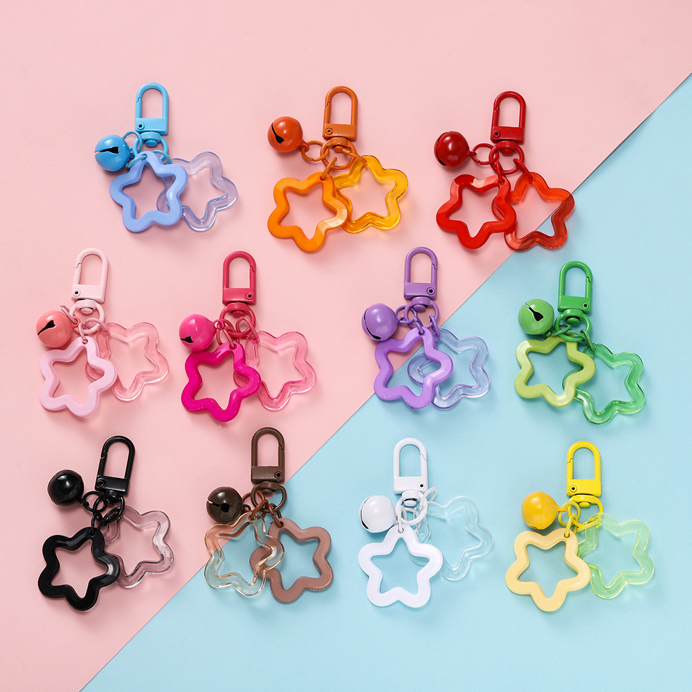 พวงกุญแจสีสันสดใสพร้อมจี้หมีดาวเหมาะสําหรับเครื่องประดับ ทําเอง ทําอุปกรณ์เสริมแหวนกุญแจ
