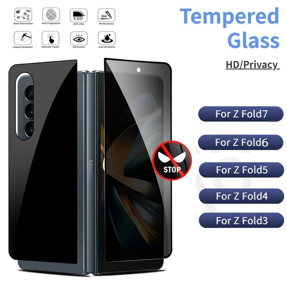 HD กระจกนิรภัยสําหรับ Samsung Galaxy Z พับ 7 6 5 4 ป้องกันหน้าจอด้านนอกสําหรับ Galaxy Z Fold6 Fold5 Fold7 ความเป็นส่วนตัวกลับแว่นตา