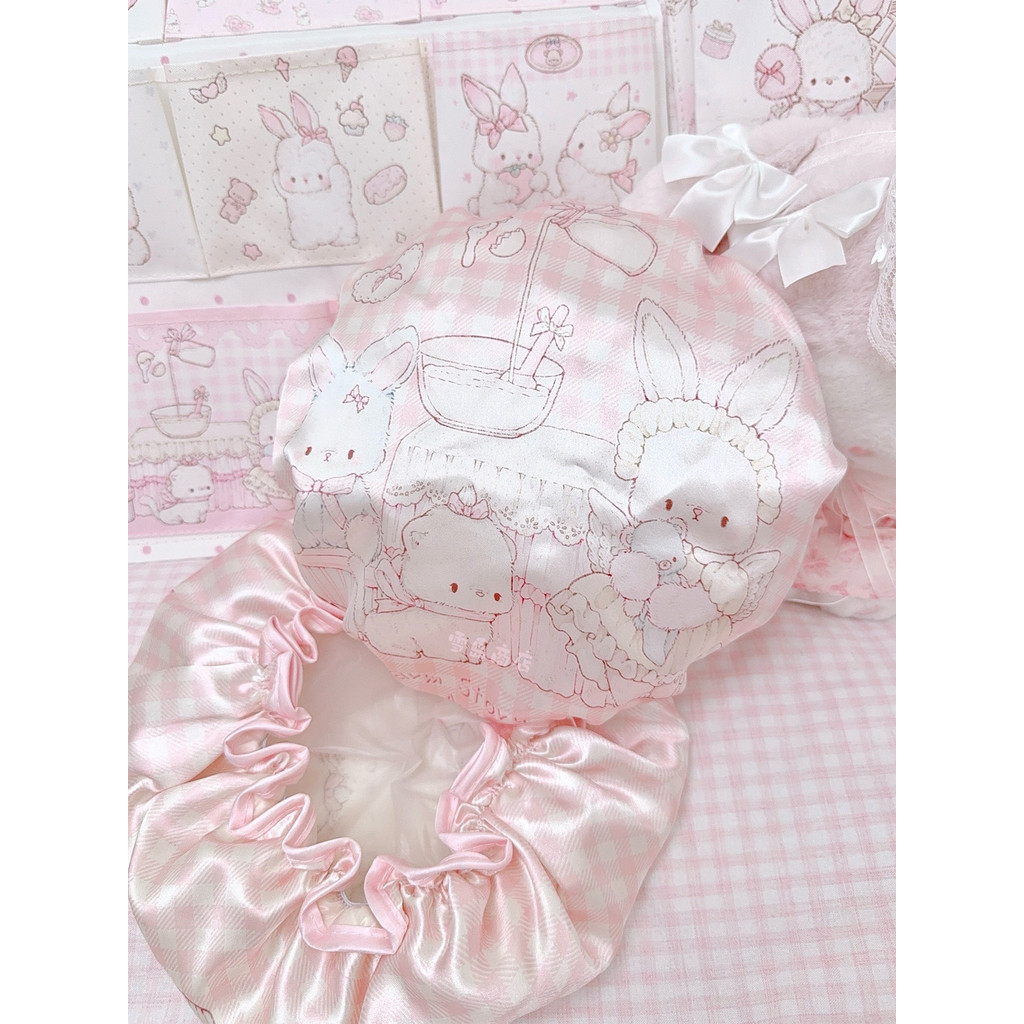 Snow Island Store koily Co-Branded หมวกอาบน้ําน่ารักกันน้ําสองชั้นหมวกอาบน้ํานุ่มห้องครัวผ้าคลุมผมกั