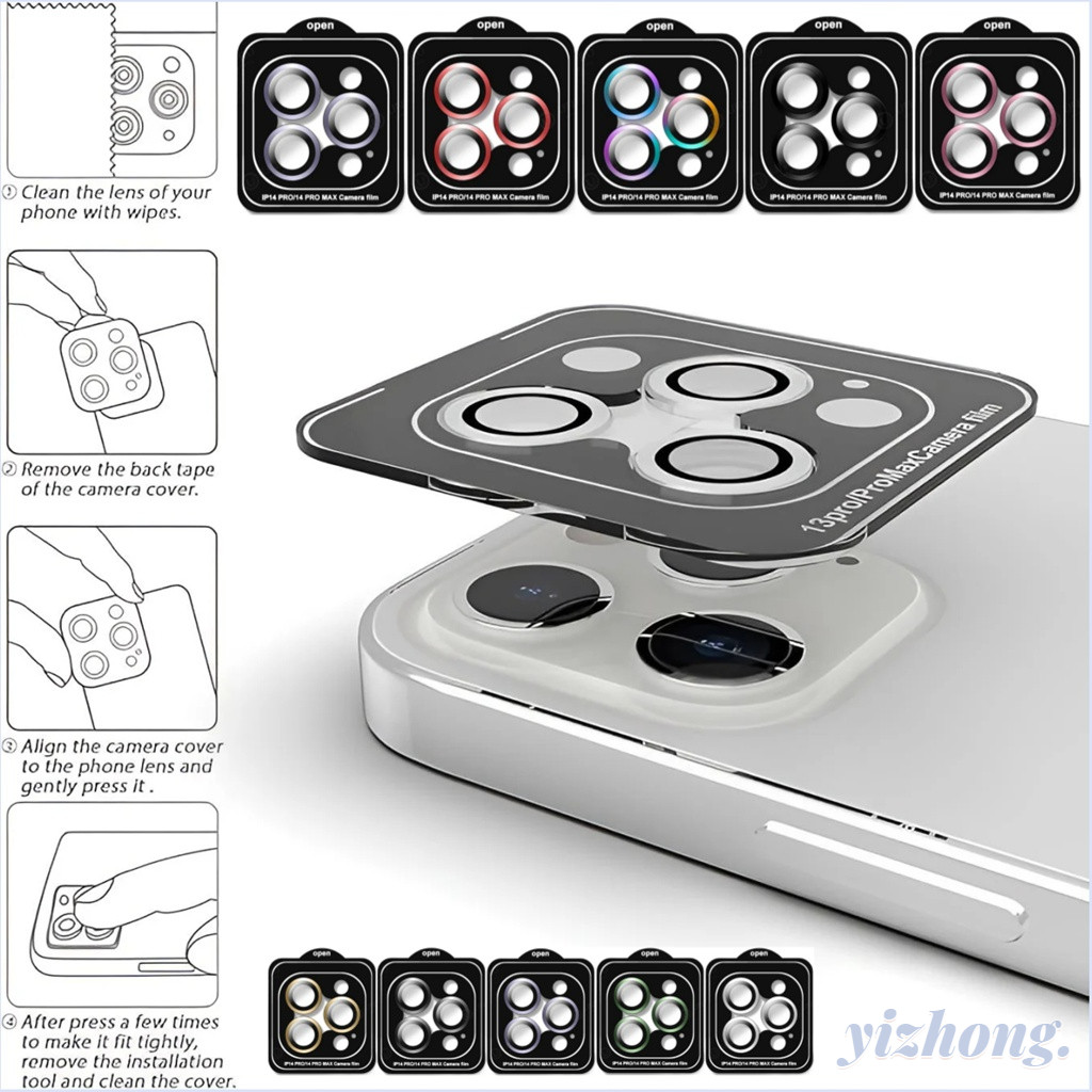 สําหรับ IPhone 16 15 Plus 14 Pro Max 13 12 Mini 11 กล้องเลนส์ป้องกันฟิล์มแหวนโลหะ Shatterproof ฝาครอบอุปกรณ์เสริม