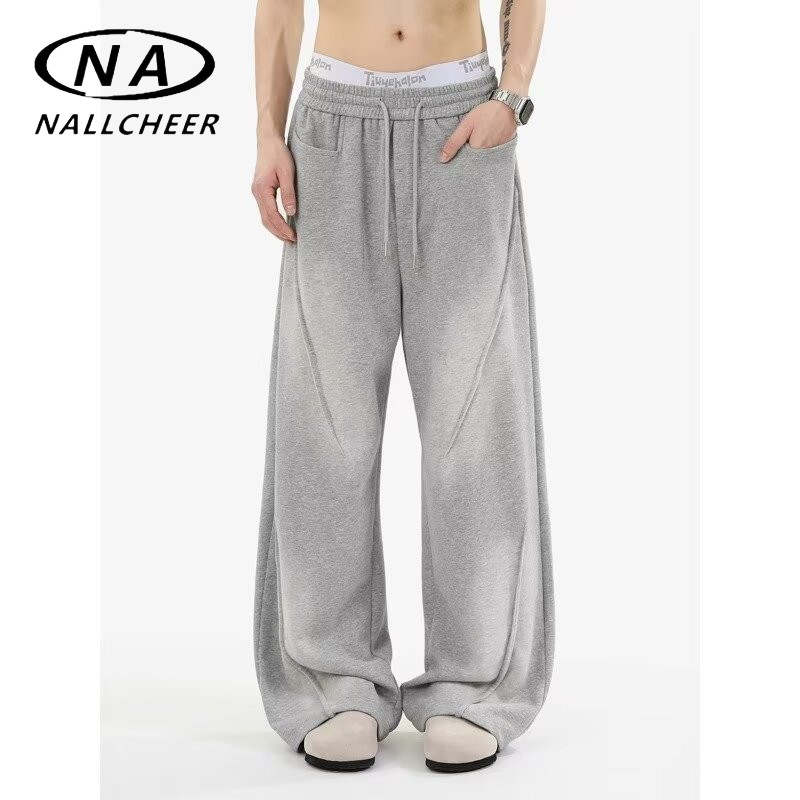 NALLCHEER กางเกงขายาวผู้ชายแฟชั่นและเป็นที่นิยมอเมริกันเทรนด์แบรนด์คุณภาพสูงกางเกงกีฬาสไตล์เป็นกลาง